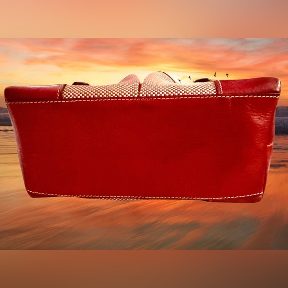 Dooney & Bourke Lucy Red Leather & Check Canvas Shoulder Bag EUC NO CALLOUTS - Picture 14 of 15